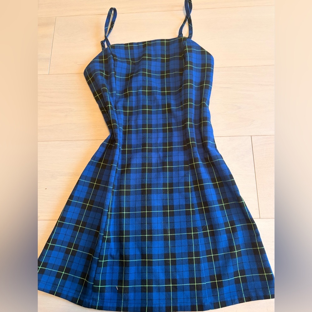 Empyre Blue and Green Plaid Dress Top